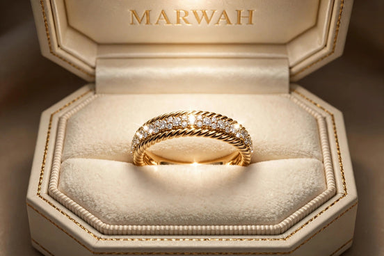 Twisted Rope Diamond Band in the MARWAH ivory box