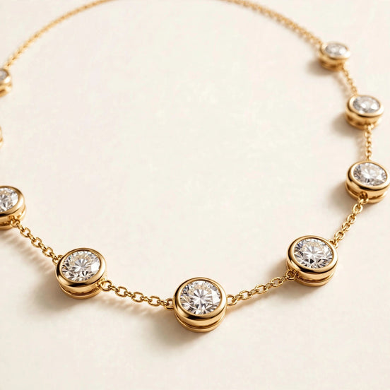 Round Diamond Station Necklace