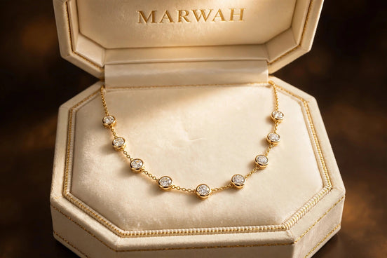 Round Diamond Station Necklace