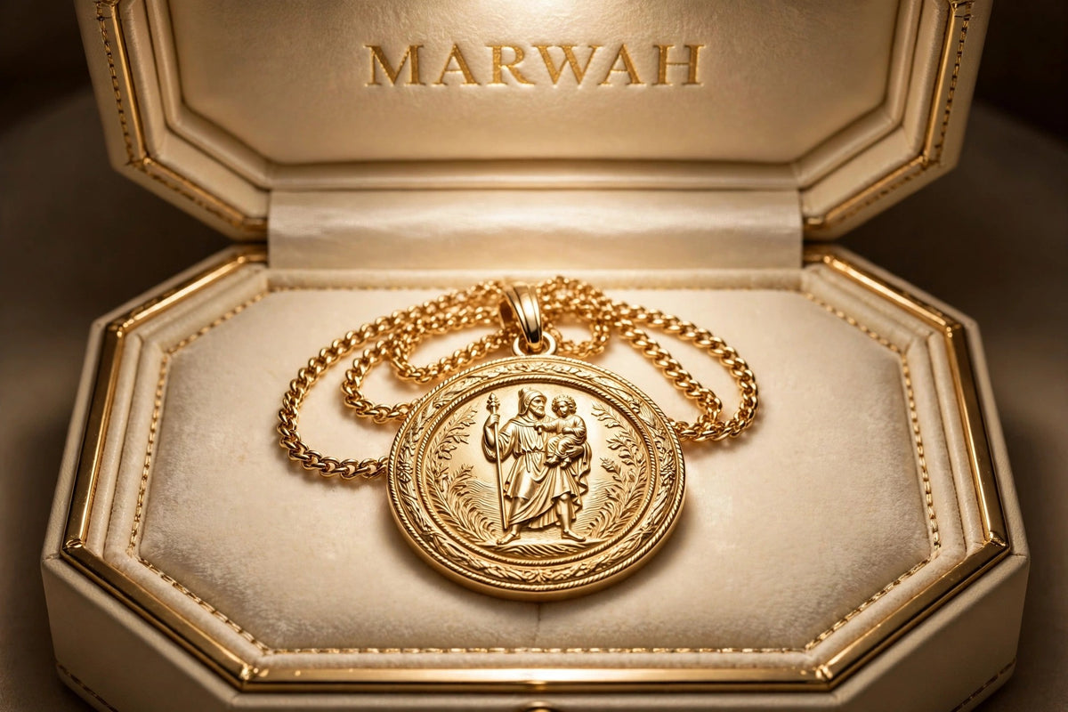 St. Christopher Medallion in the MARWAH ivory box