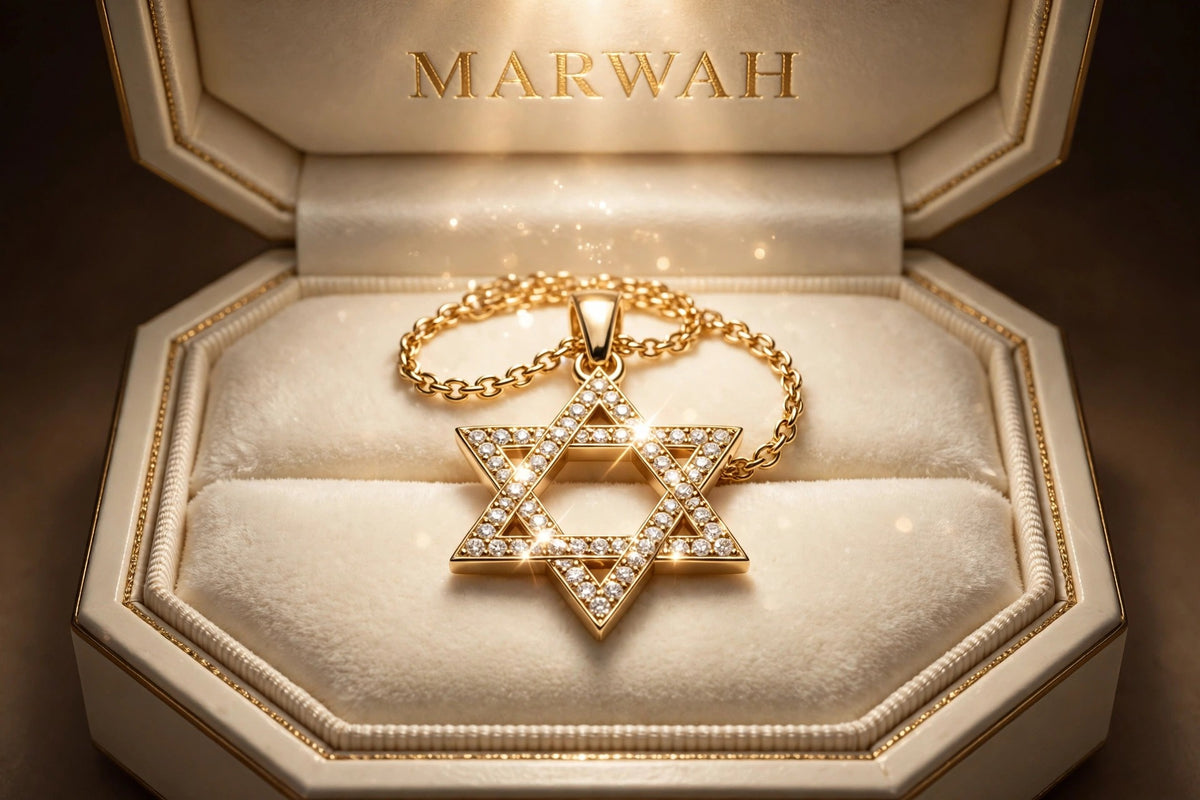 Star of David Diamond Pendant in the MARWAH ivory box