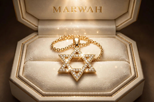 Star of David Diamond Pendant in the MARWAH ivory box
