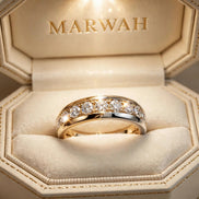Two-Tone Diamond Wedding Band in the MARWAH ivory box