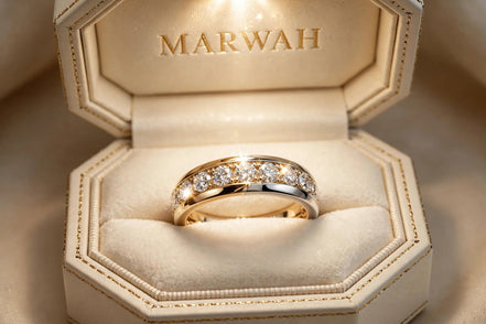 Two-Tone Diamond Wedding Band in the MARWAH ivory box