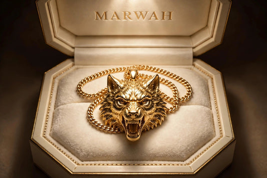 Wolf Head Pendant in the MARWAH ivory box