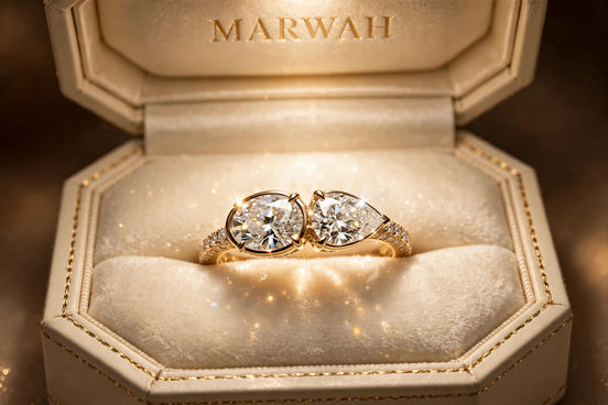 Toi Et Moi Two-Stone Ring in the MARWAH ivory box
